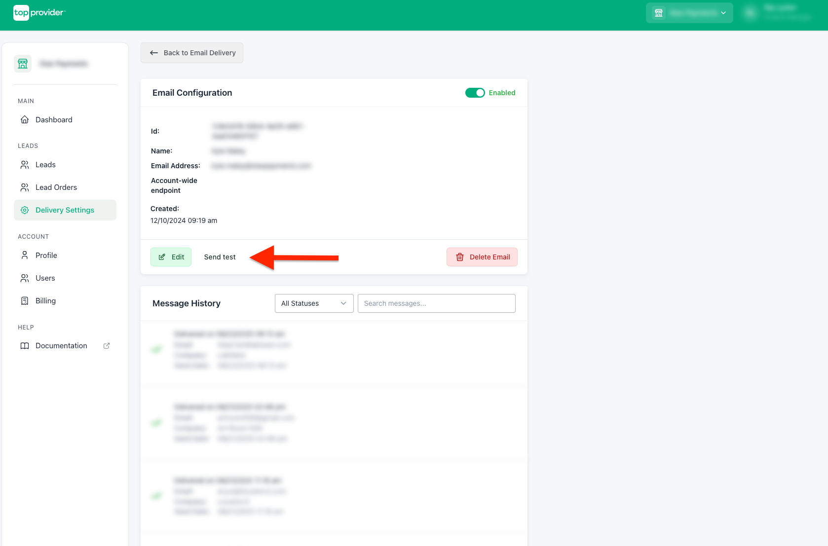 Test Endpoint Button